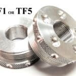 Flat Solvent Trap Threaded Adapter in Raw Titanium in 1/2 x 28 or 5/8 x 24