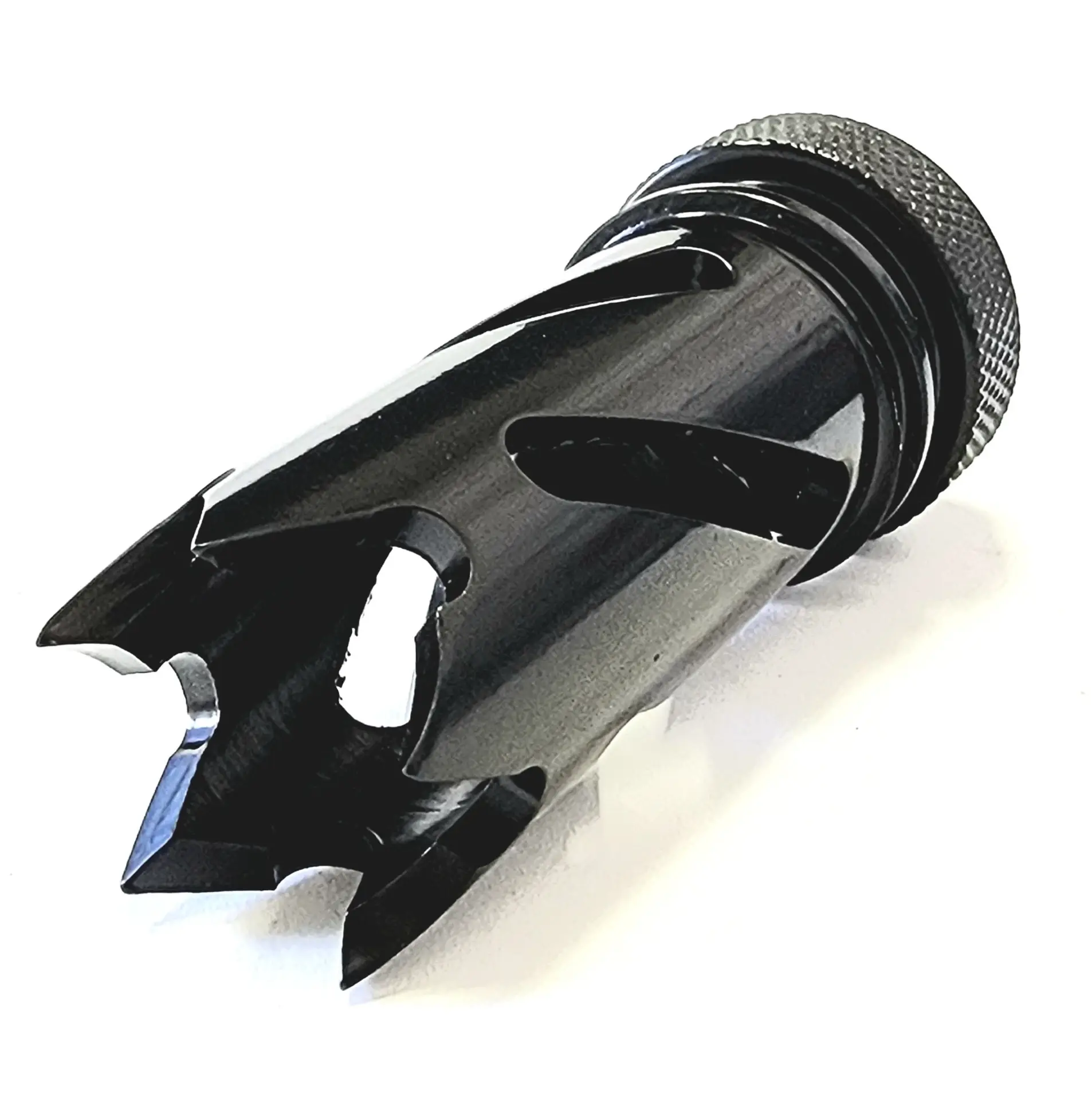 Titanium D Size Thread Connector 1/2x28 solvent trap adapter — maglite adapter for AR-15 / .223 / 5.56, also common on .22LR. Image for solvent trap builds.