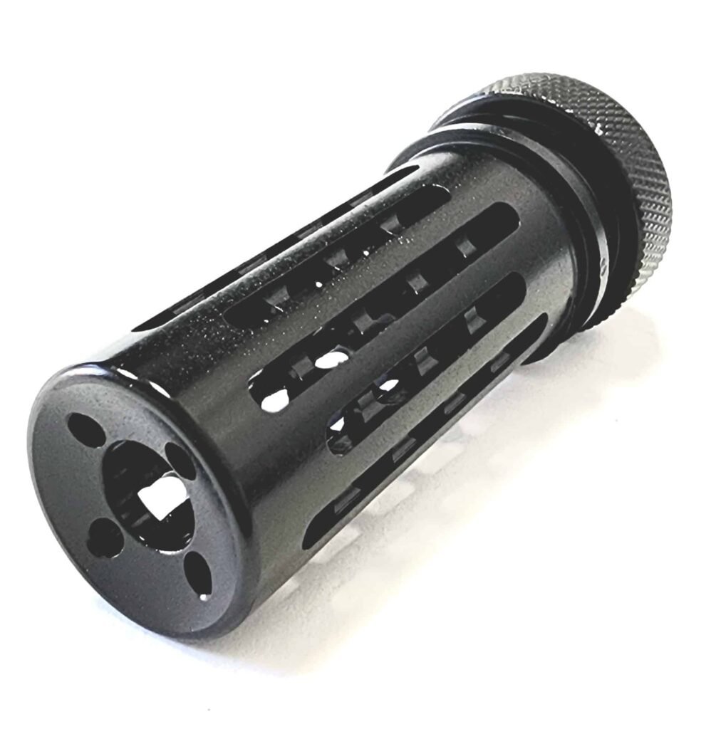 Titanium D Size Thread Protector 1/2x28 solvent trap adapters — maglite adapter for AR-15 / .223 / 5.56, also common on .22LR. Image for solvent trap builds.