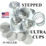 D Sized Ultra Stepped Aluminum Solvent Trap Cups Kit 7 per Kit and Spring