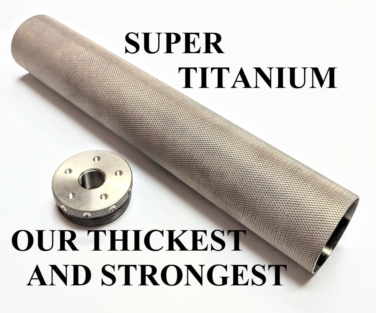 Titanium D Size Thread Connector 1/2x28 9mm solvent trap — stainless steel solvent trap for AR-15 / .223 / 5.56, also common on .22LR. Image for solvent trap builds.