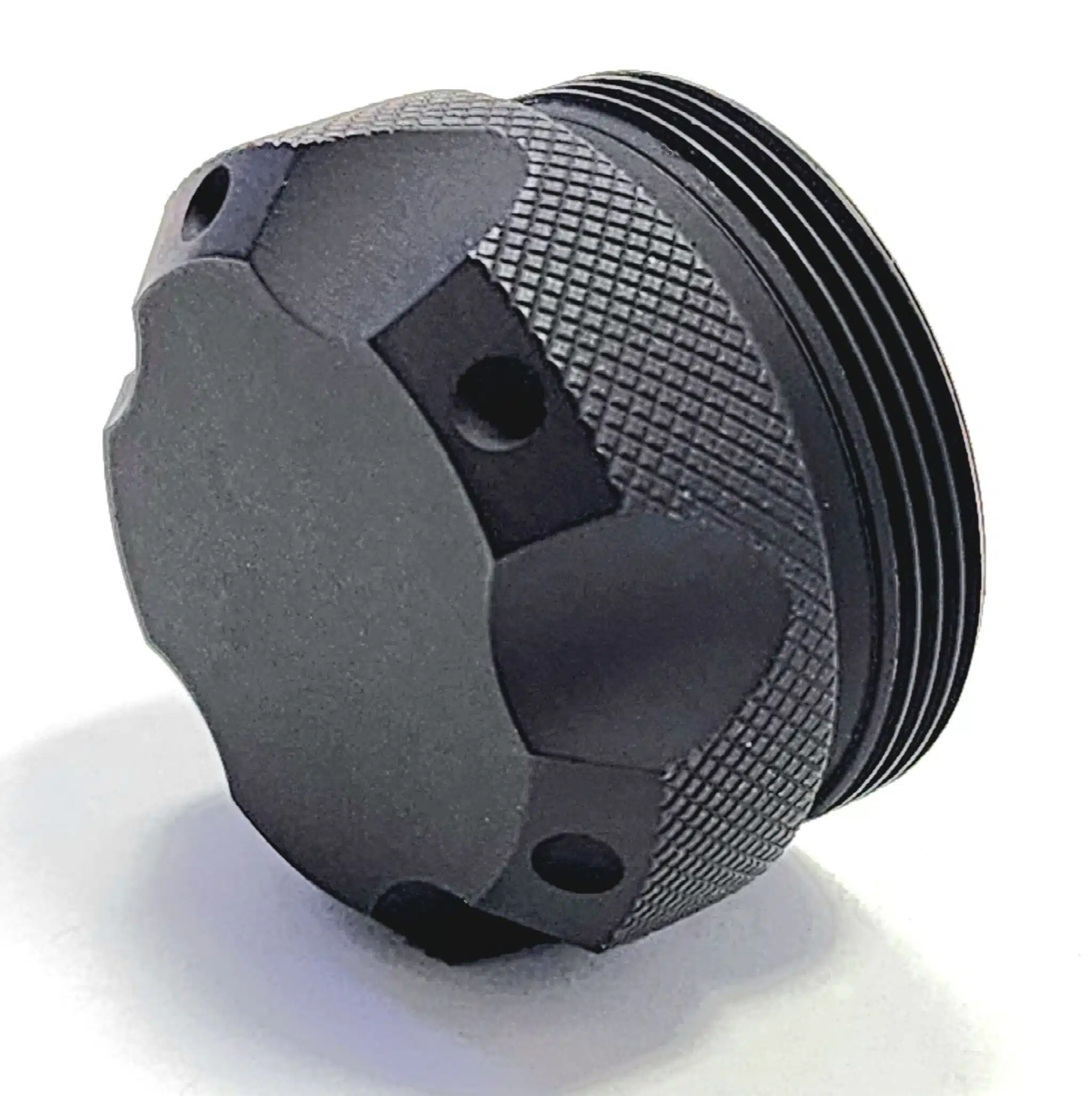 Titanium D Size Filter Cups ar15 solvent trap — solvent trap end cap for multi-caliber platforms. Image for solvent trap builds.