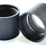 Aluminum D Size Stepped Cups solvent trap end cap — solvent traps for multi-caliber platforms. Image for solvent trap builds.