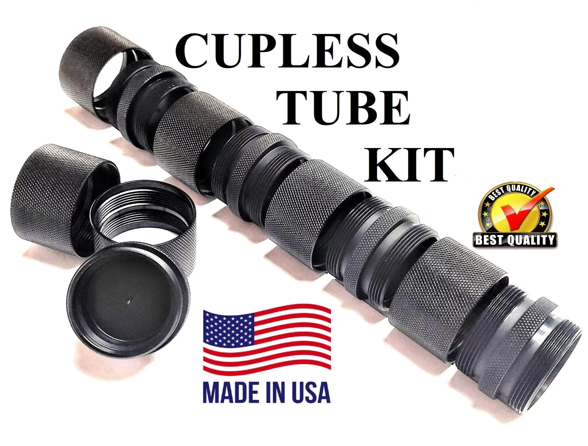 Titanium D Size Barrel Adapter 1/2x28 solvent trap tubes — solvent trap kits for AR-15 / .223 / 5.56, also common on .22LR. Image for solvent trap builds.
