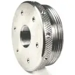 Titanium D Size Thread Adapter 1/2x28 c cell solvent trap — modular solvent trap for AR-15 / .223 / 5.56, also common on .22LR. Image for solvent trap builds.
