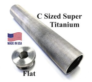 Titanium D Size Thread Adapter 1/2x28 buy solvent trap — 9mm solvent trap for AR-15 / .223 / 5.56, also common on .22LR. Image for solvent trap builds. — sometimes called a suppressor, any conversion requires an approved Form 1.