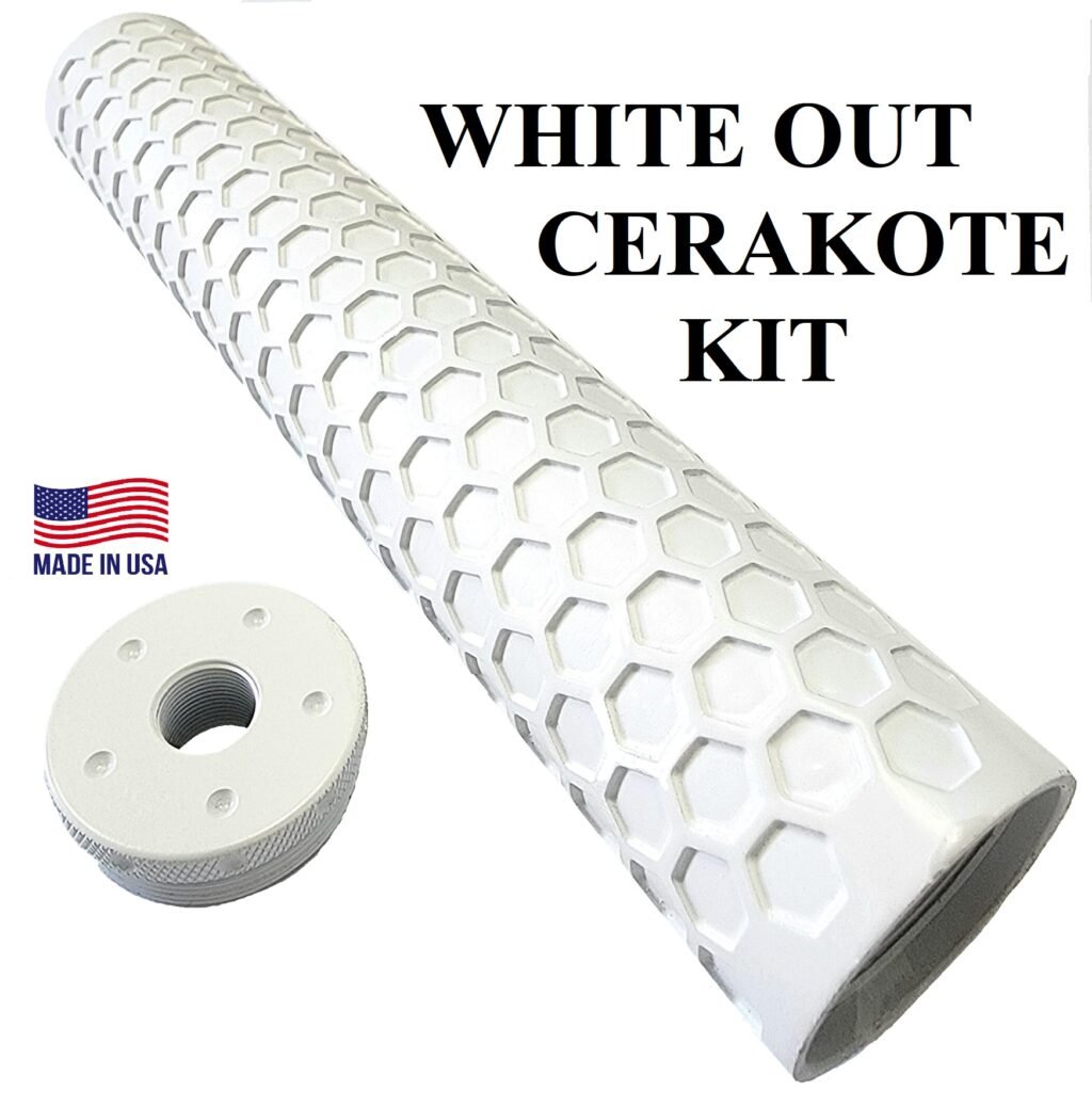 Standard D Sized Solvent Trap Kit White Out Cerakote With Flat Adapter