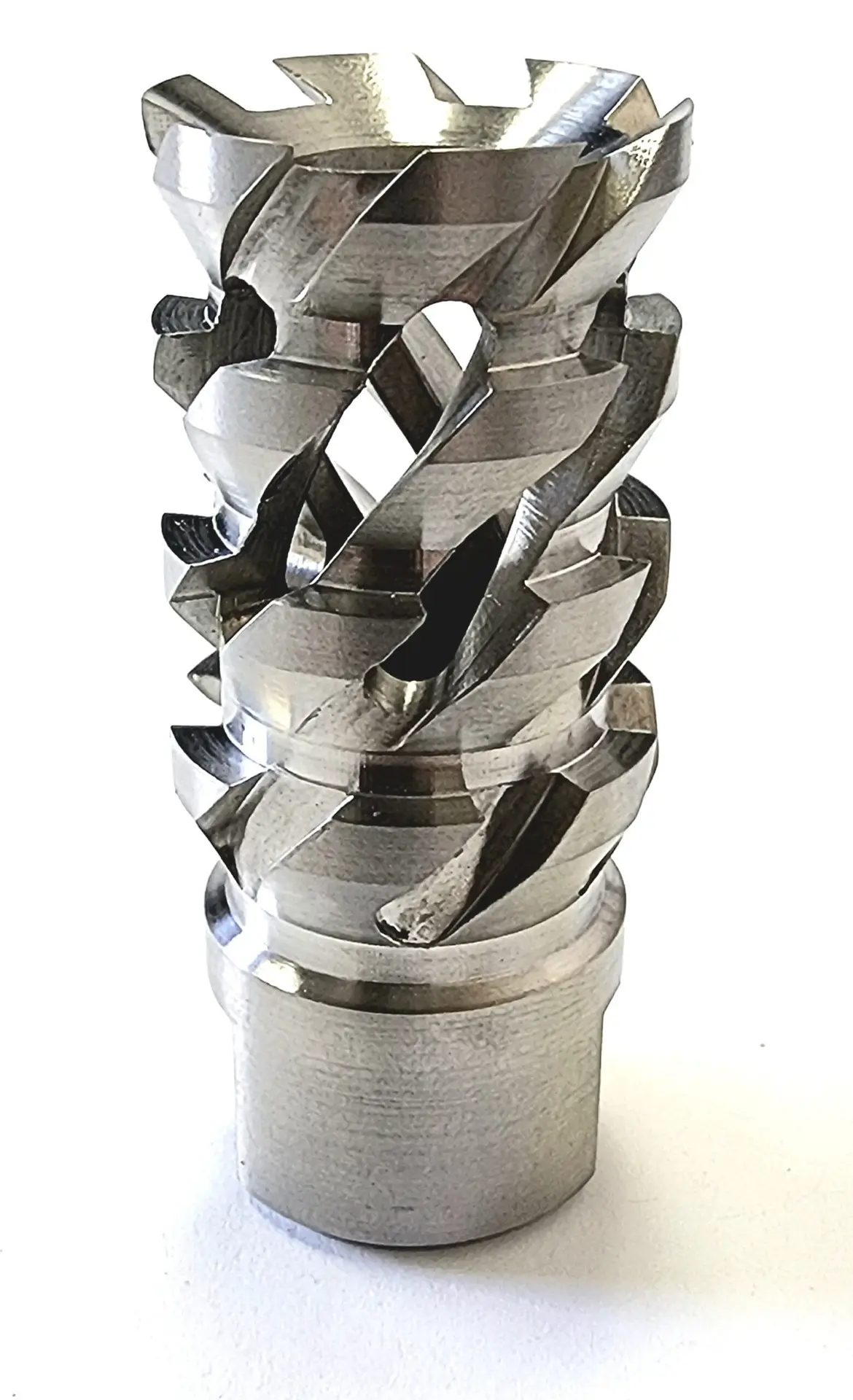 Titanium Micro Thread Connector 1/2x28 solvent trap baffles — c cell solvent trap for AR-15 / .223 / 5.56, also common on .22LR. Image for solvent trap builds.