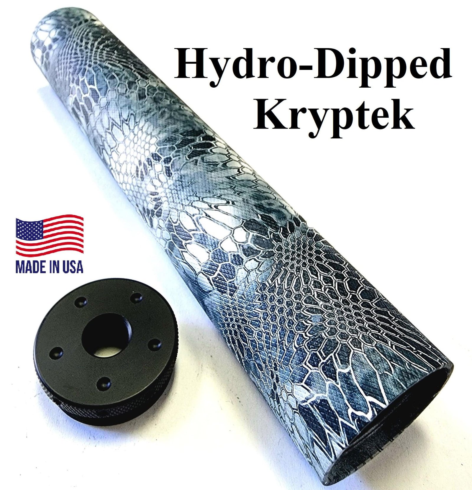 Titanium D Size Thread Adapter 1/2x28 solvent trap end cap — solvent trap tube for AR-15 / .223 / 5.56, also common on .22LR. Image for solvent trap builds.