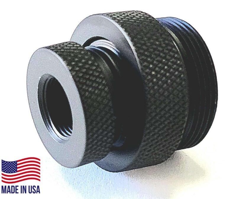 Titanium D Size Thread Adapter solvent trap adapter — solvent trap booster for multi-caliber platforms. Image for solvent trap builds. — sometimes called a silencer, conversion requires approved ATF Form 1.