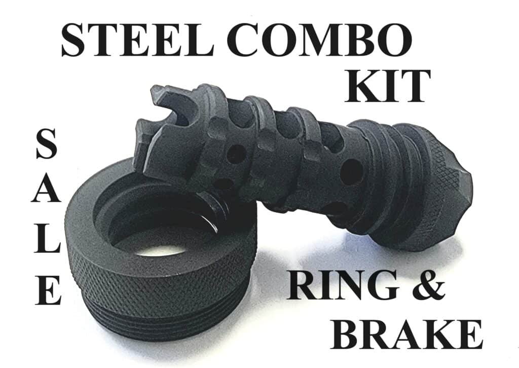 STEEL Scorpion Muzzle Brake and Black STEEL Ring Solvent Trap Combo Kit