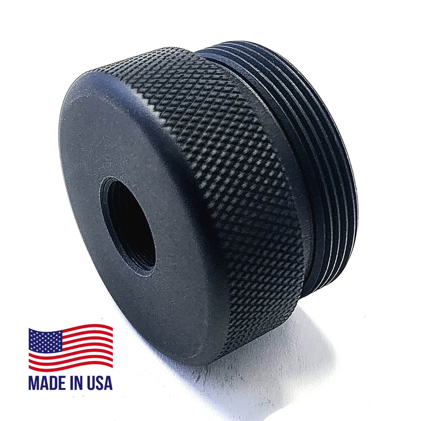 Titanium D Size Thread Connector 5/8x24 9mm solvent trap — ar 15 solvent trap for AR-10 / .308 / 300 BLK. Image for solvent trap builds.
