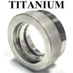 Titanium D Size Barrel Adapter 1/2x28 ar 15 solvent trap — solvent trap booster for AR-15 / .223 / 5.56, also common on .22LR. Image for solvent trap builds.