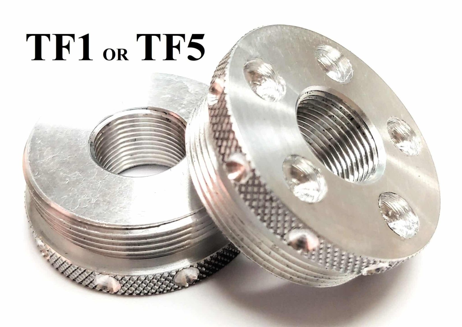 Titanium D Size Thread Protector 1/2x28 stainless steel solvent trap — 9mm solvent trap for AR-15 / .223 / 5.56, also common on .22LR. Image for solvent trap builds. — sometimes called a suppressor, requires ATF Form 1 approval for suppressor conversion.