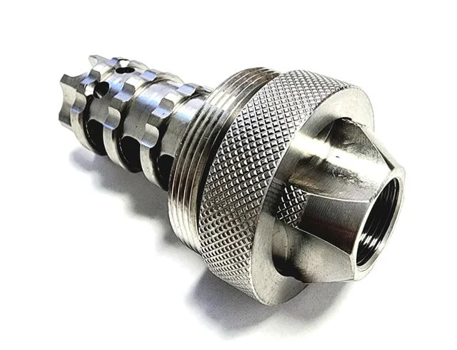 Titanium D Size Thread Protector 1/2x28 solvent trap adapter — solvent trap tube for AR-15 / .223 / 5.56, also common on .22LR. Image for solvent trap builds.