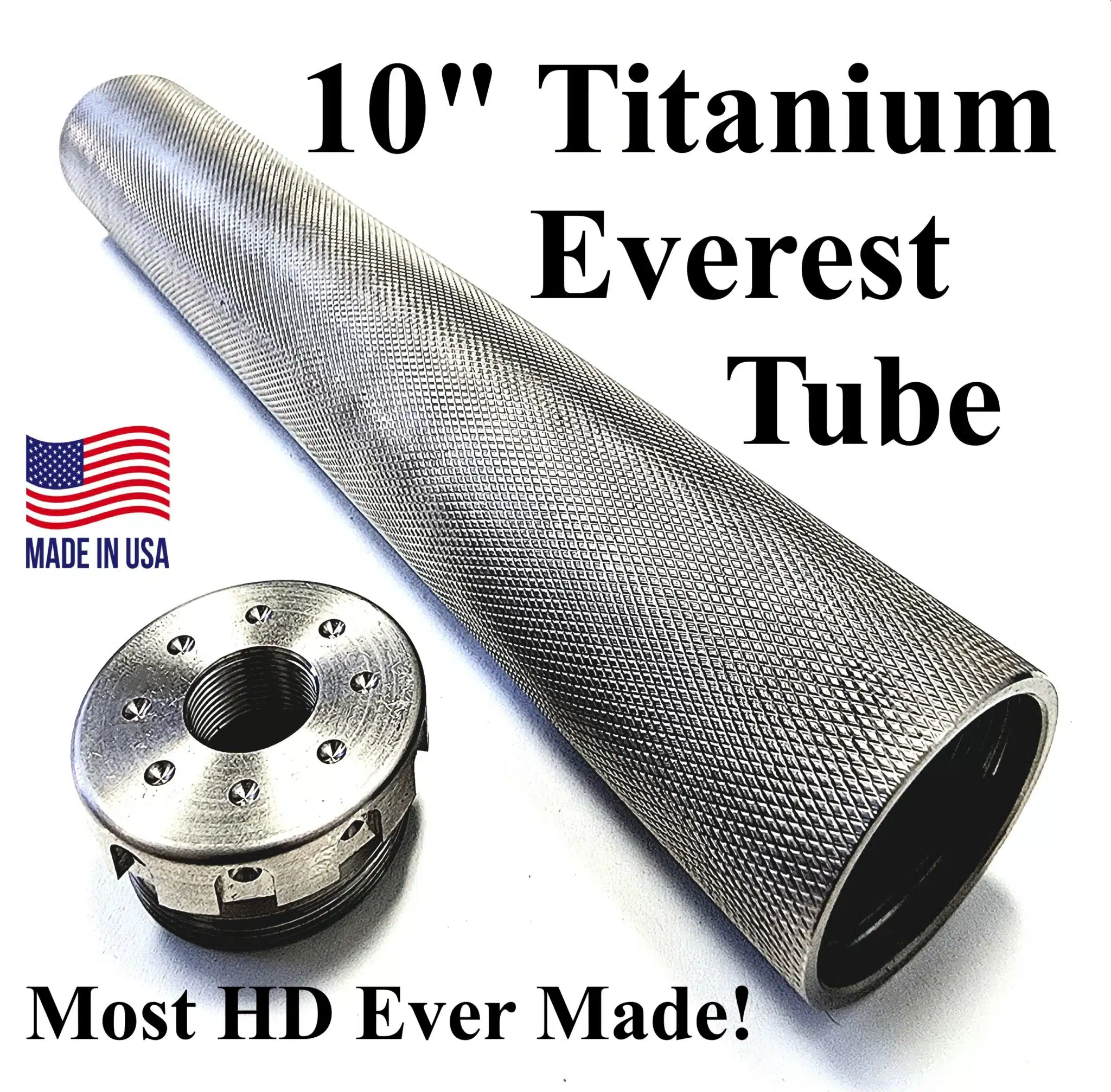 Titanium Micro Thread Connector 1/2x28 d cell solvent trap — storage tube for AR-15 / .223 / 5.56, also common on .22LR. Image for solvent trap builds.