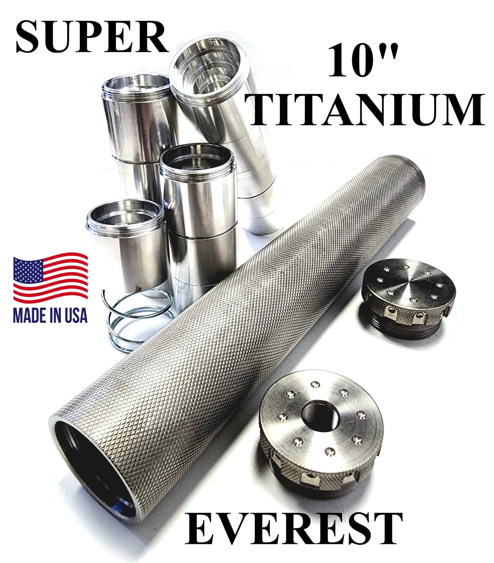 Titanium D Size Thread Connector 1/2x28 maglite adapter — buy solvent trap for AR-15 / .223 / 5.56, also common on .22LR. Image for solvent trap builds.