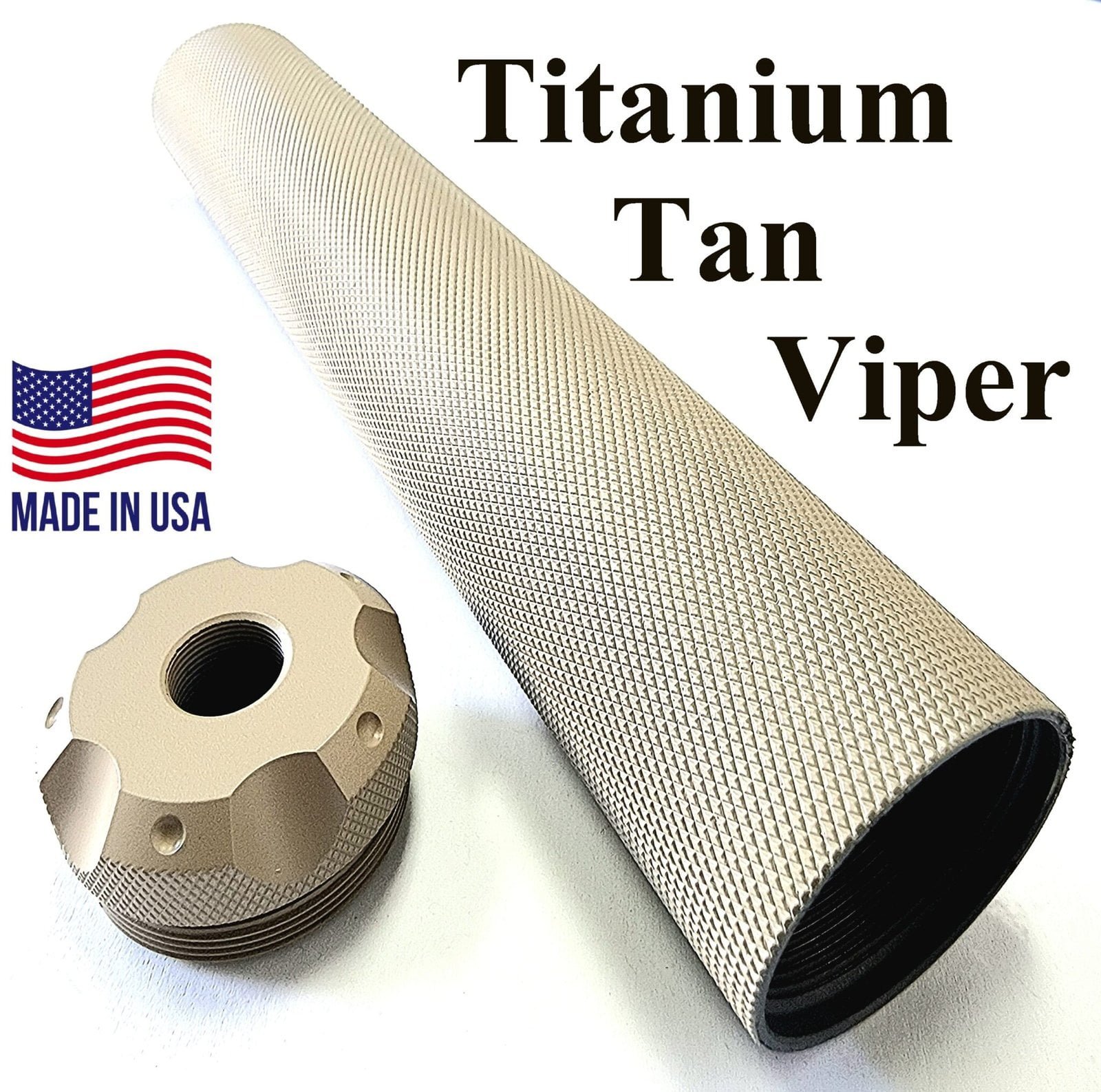 Titanium D Size Thread Connector 1/2x28 solvent traps — storage cups for AR-15 / .223 / 5.56, also common on .22LR. Image for solvent trap builds.